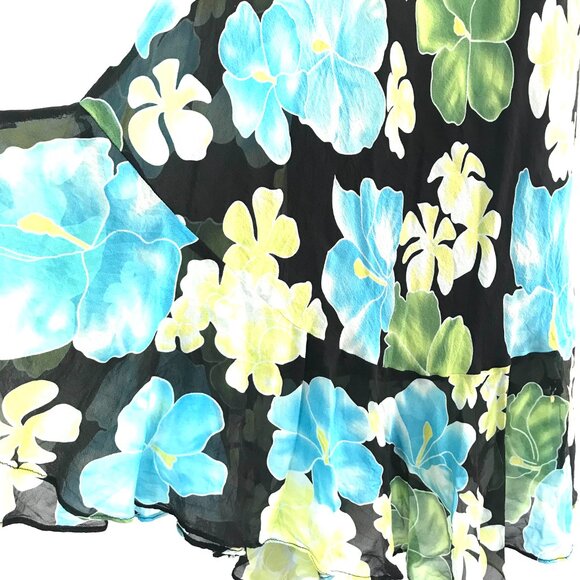 VTG Hilo Hattie Hawaiian maxi dress women S silk ruffle Hibiscus tropical island - Picture 5 of 9